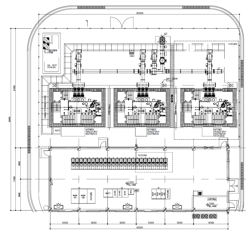 154kv 변전소 sample layout(출처 ls산전) 154kv 변전소 sample layout(출처 ls산전)