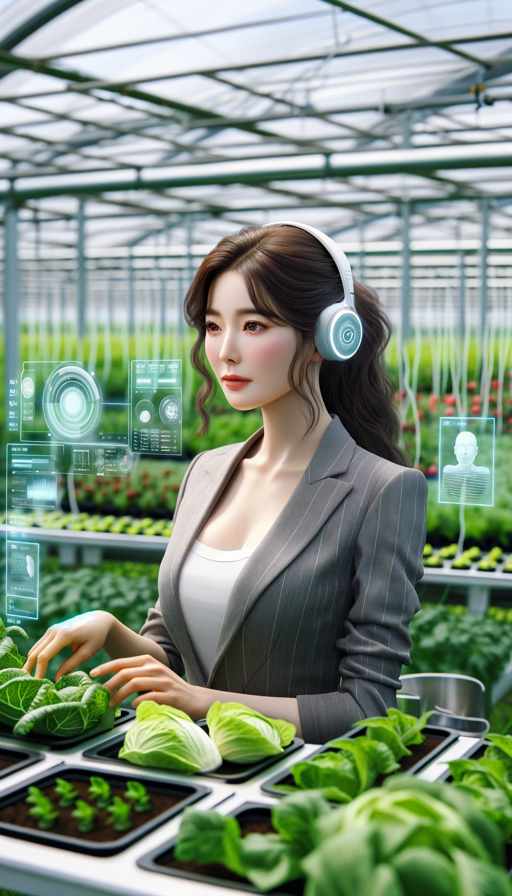 working in a smart farm. 에코플랜트 아쿠아포닉스팜